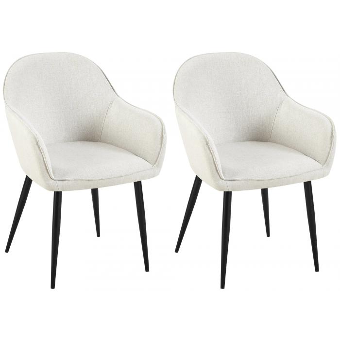 2er Set Esszimmersthle HLO-CP12 Stoff ~ creme