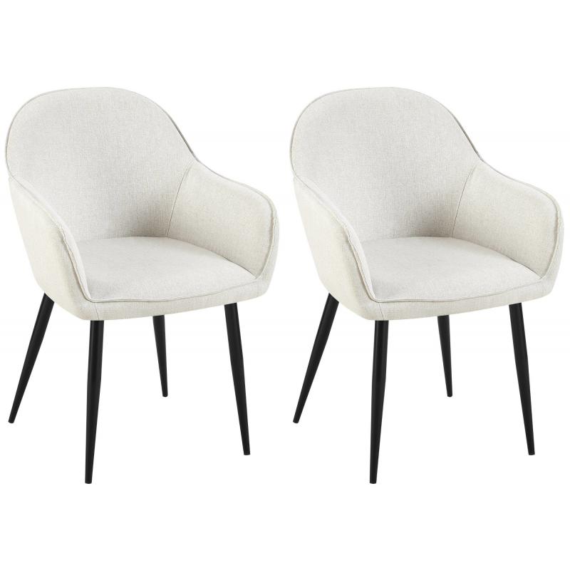 2er Set Esszimmersthle HLO-CP12 Stoff ~ creme