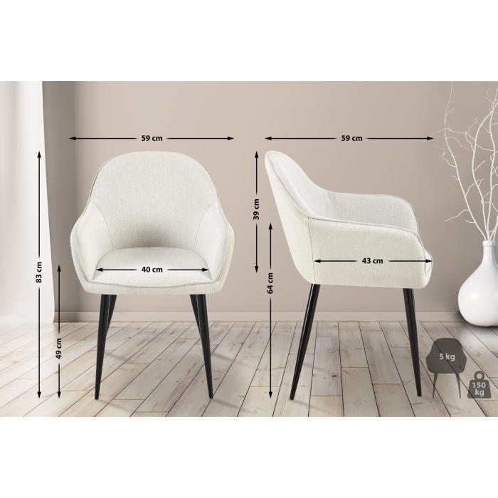 2er Set Esszimmersthle HLO-CP12 Stoff ~ creme