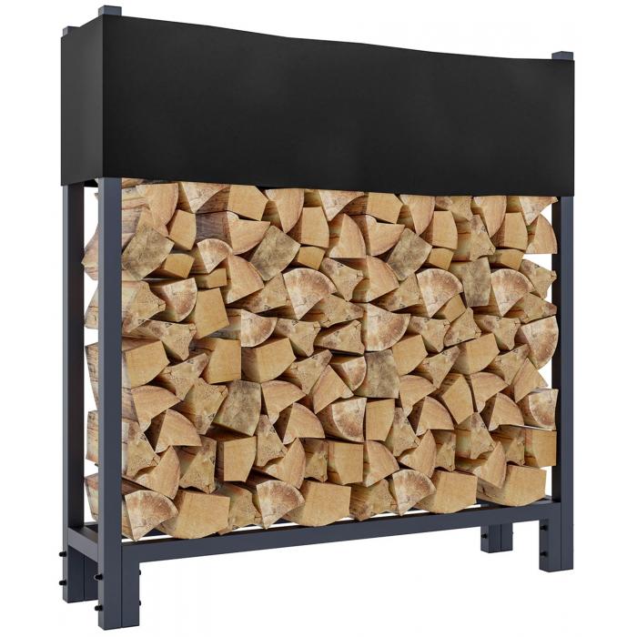 Kaminholzstnder + Abdeckplane HLO-CP17 25x110x115 cm ~ anthrazit