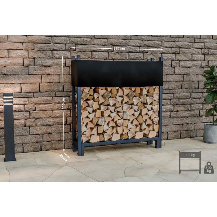 Kaminholzstnder + Abdeckplane HLO-CP17 25x110x115 cm ~ anthrazit