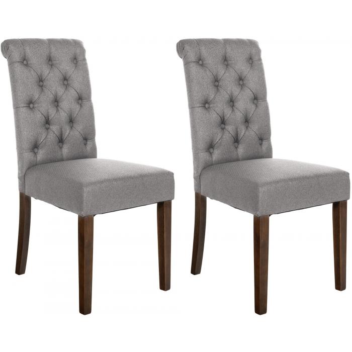 2er Set Esszimmersthle HLO-CP16 Stoff ~ grau