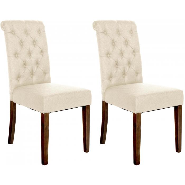 2er Set Esszimmersthle HLO-CP16 Stoff ~ creme