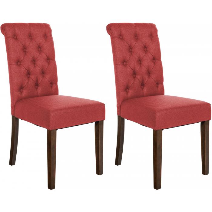 2er Set Esszimmersthle HLO-CP16 Stoff ~ rot