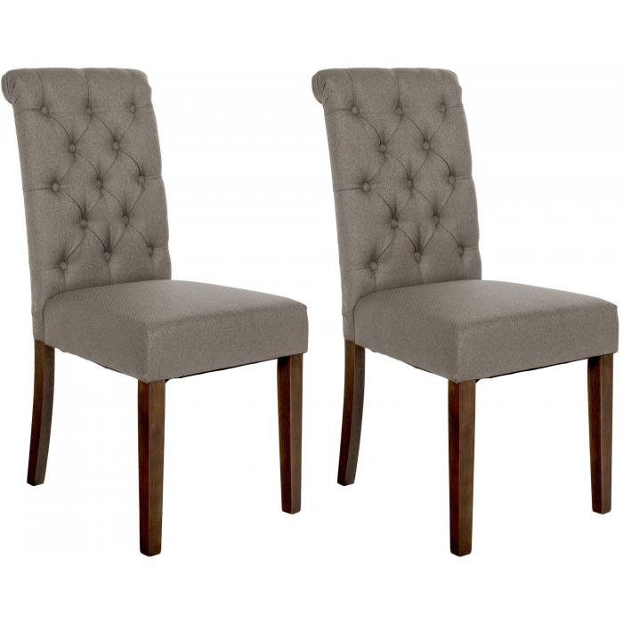 2er Set Esszimmersthle HLO-CP16 Stoff ~ taupe