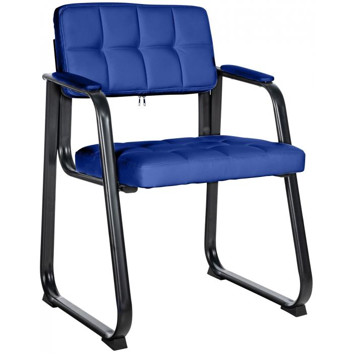 Besucherstuhl HLO-CP22 B Kunstleder ~ blau