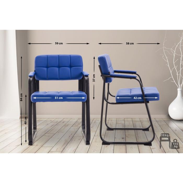 Besucherstuhl HLO-CP22 B Kunstleder ~ blau