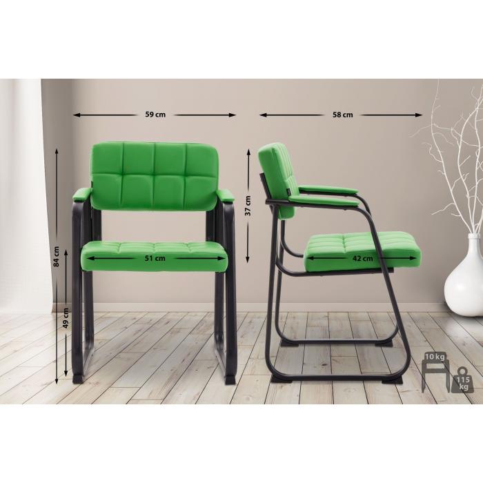 Besucherstuhl HLO-CP22 B Kunstleder ~ grn