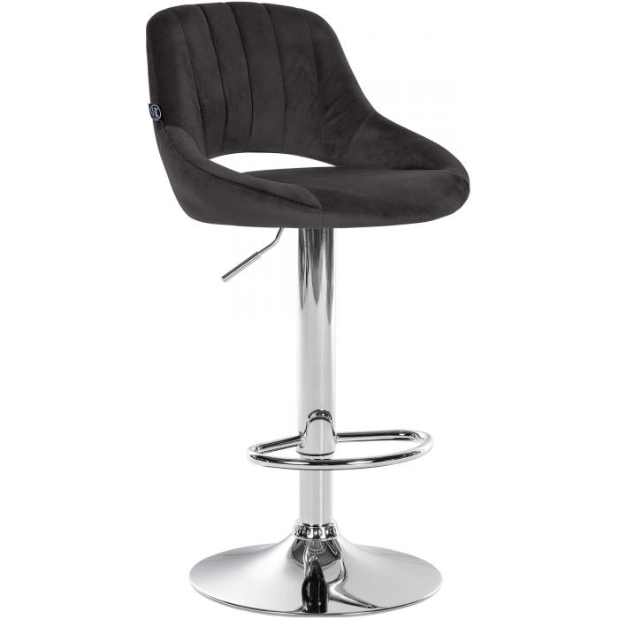Barhocker HLO-CP278 Samt chrom ~ schwarz
