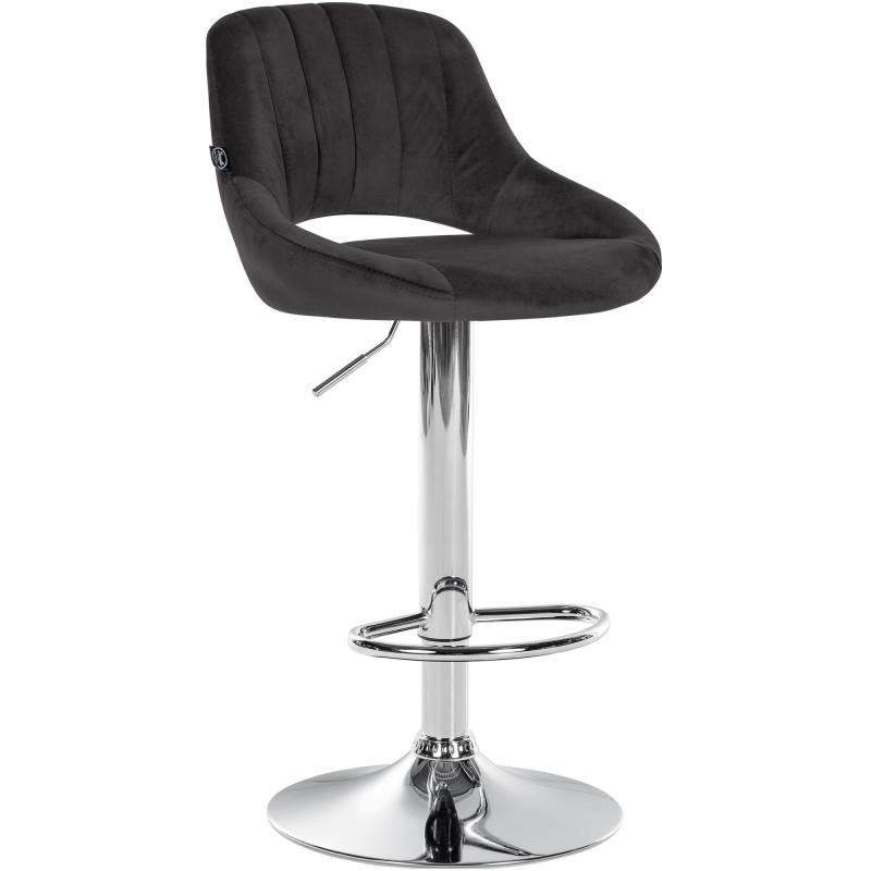 Barhocker HLO-CP278 Samt chrom ~ schwarz