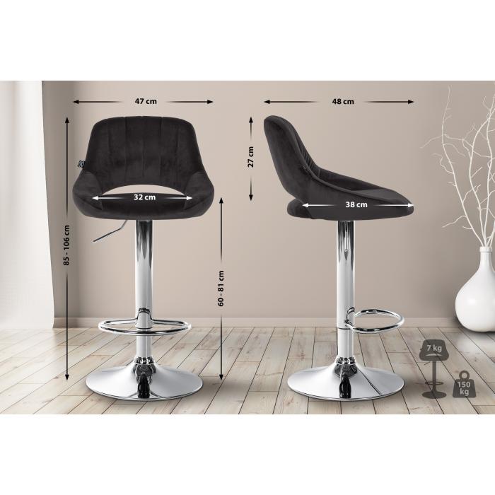 Barhocker HLO-CP278 Samt chrom ~ schwarz