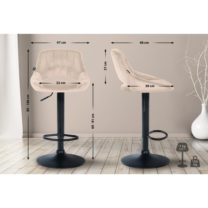 Barhocker HLO-CP278 Samt schwarz ~ creme