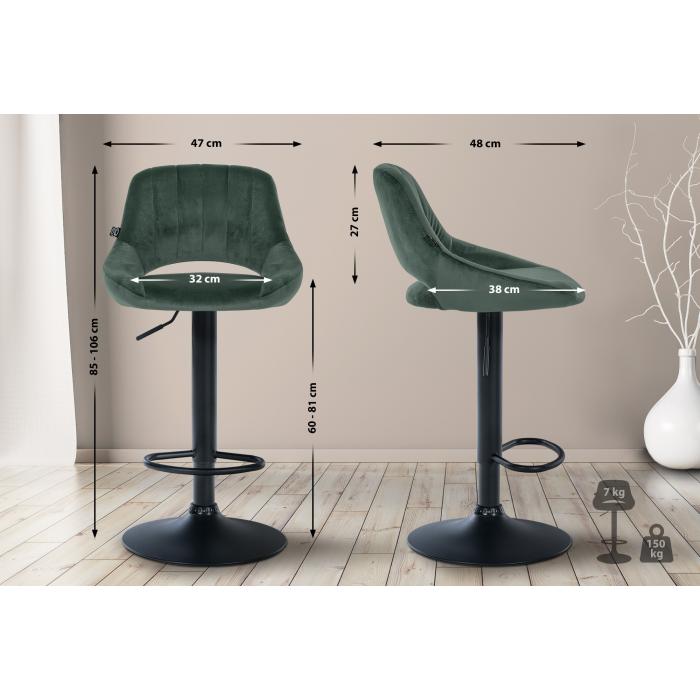 Barhocker HLO-CP278 Samt schwarz ~ grn
