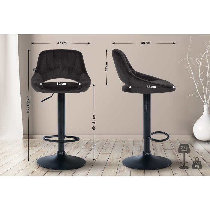 Barhocker HLO-CP278 Samt schwarz ~ schwarz