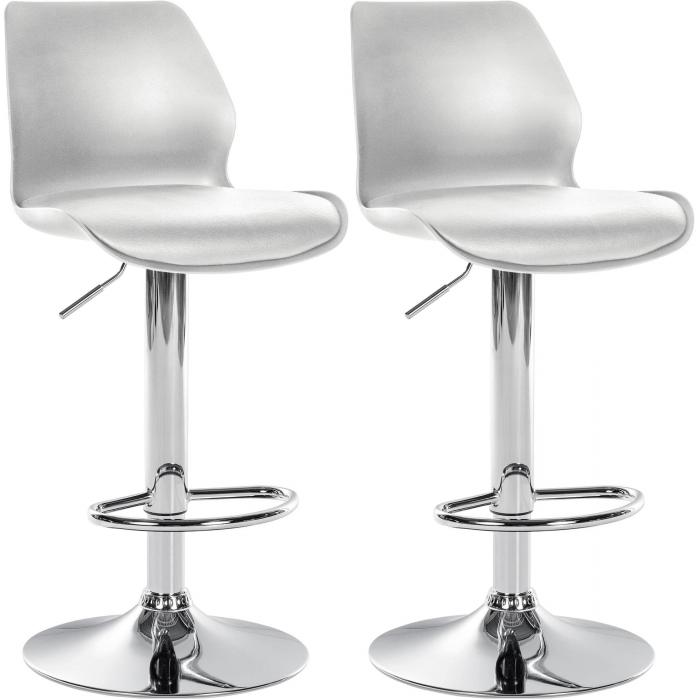 2er Set Barhocker HLO-CP262 Kunststoff ~ wei