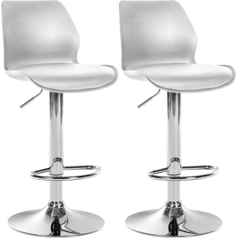 2er Set Barhocker HLO-CP262 Kunststoff ~ wei