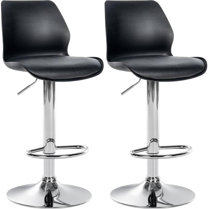2er Set Barhocker HLO-CP262 Kunststoff ~ schwarz