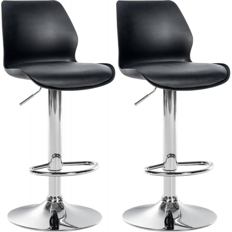 2er Set Barhocker HLO-CP262 Kunststoff ~ schwarz