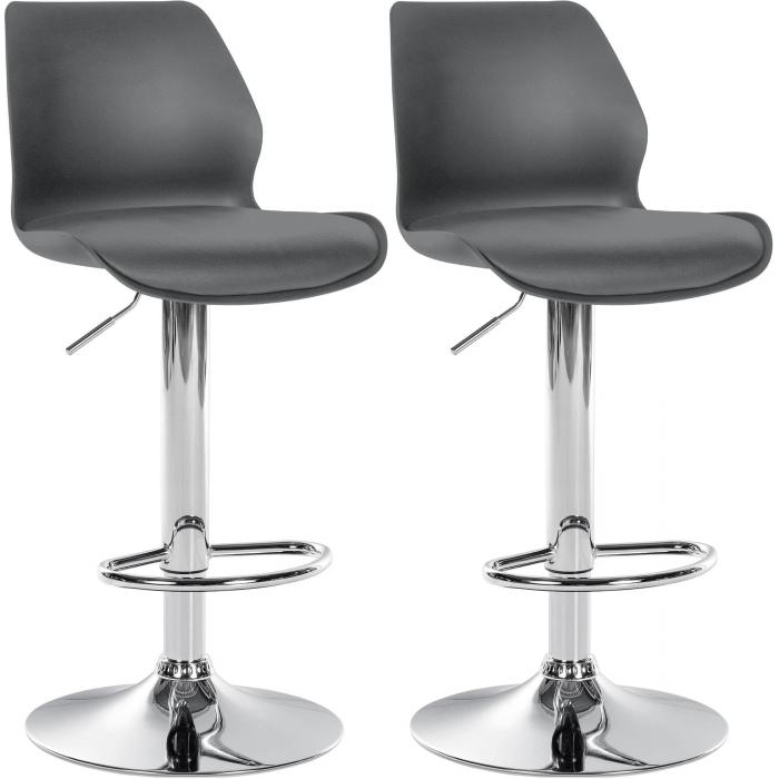 2er Set Barhocker HLO-CP262 Kunststoff ~ grau