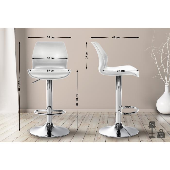2er Set Barhocker HLO-CP262 Kunststoff ~ wei
