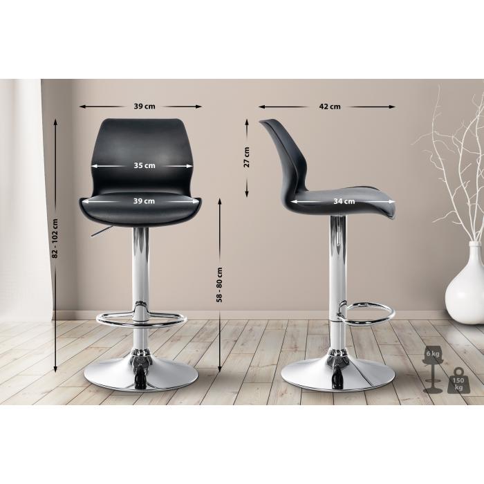 2er Set Barhocker HLO-CP262 Kunststoff ~ schwarz
