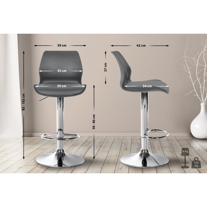2er Set Barhocker HLO-CP262 Kunststoff ~ grau