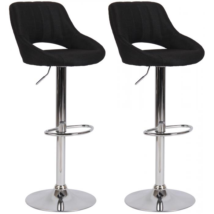 2er Set Barhocker HLO-CP279 Stoff C ~ schwarz