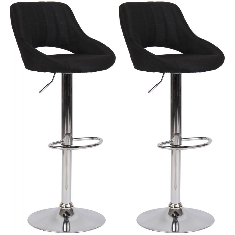 2er Set Barhocker HLO-CP279 Stoff C ~ schwarz