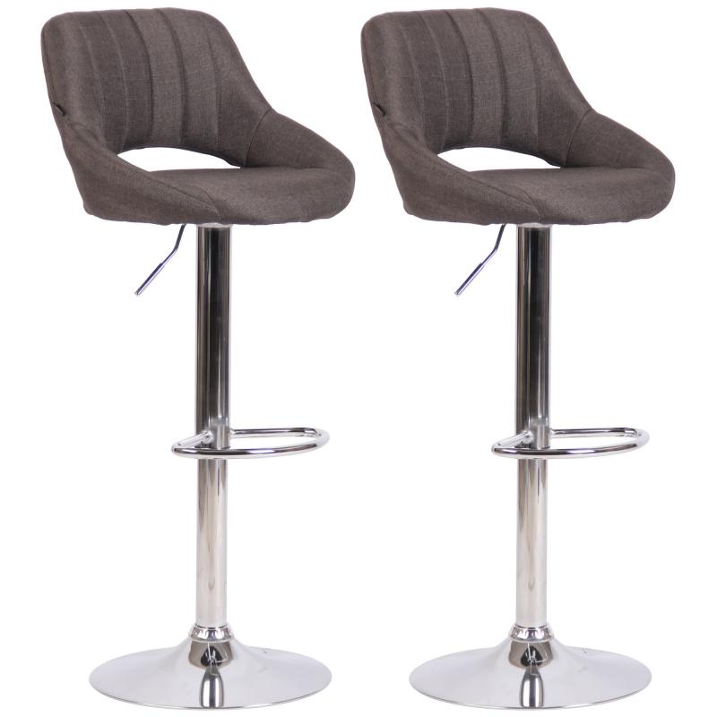 2er Set Barhocker HLO-CP279 Stoff C ~ dunkelgrau