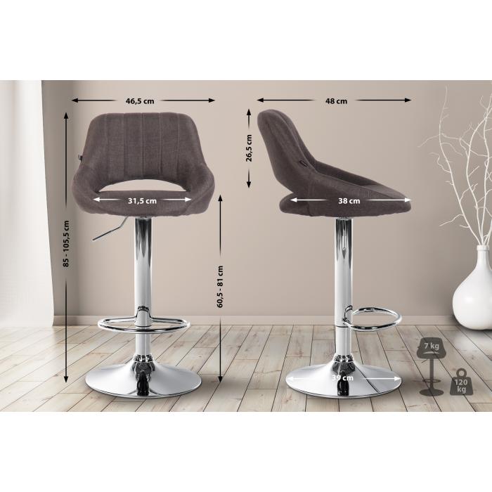 2er Set Barhocker HLO-CP279 Stoff C ~ dunkelgrau