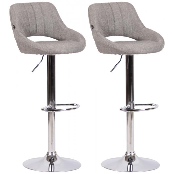 2er Set Barhocker HLO-CP279 Stoff C ~ grau