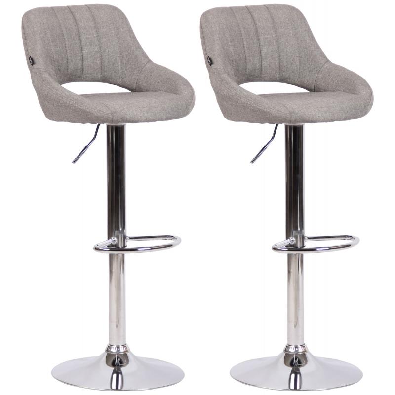 2er Set Barhocker HLO-CP279 Stoff C ~ grau