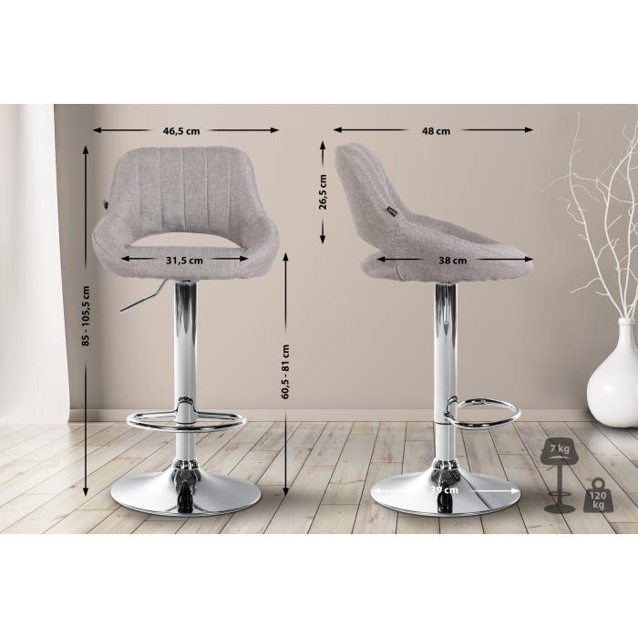 2er Set Barhocker HLO-CP279 Stoff C ~ grau
