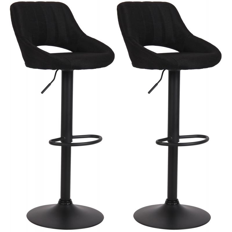 2er Set Barhocker HLO-CP279 Stoff B ~ schwarz