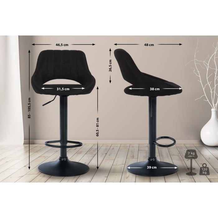 2er Set Barhocker HLO-CP279 Stoff B ~ schwarz