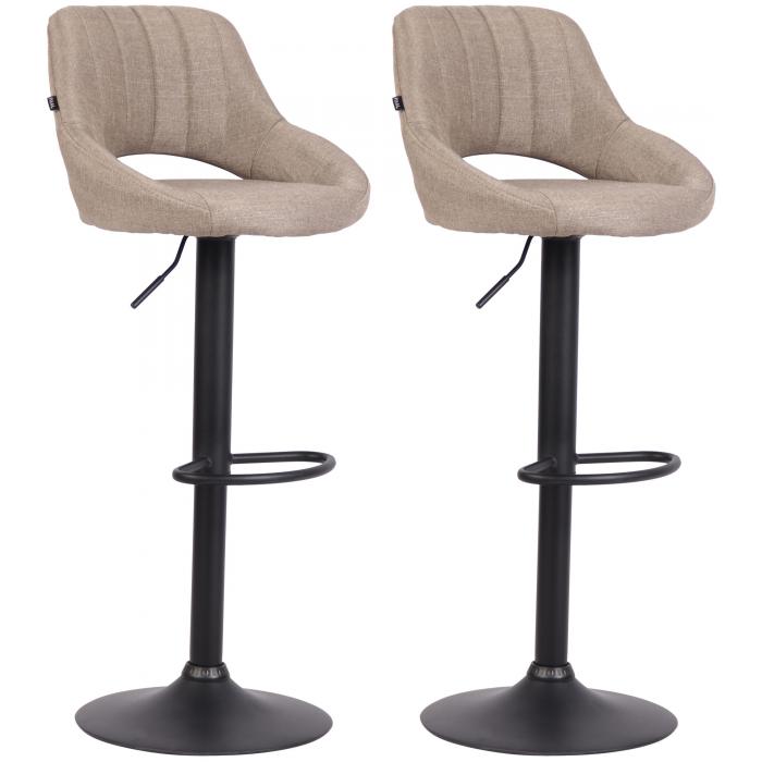 2er Set Barhocker HLO-CP279 Stoff B ~ taupe