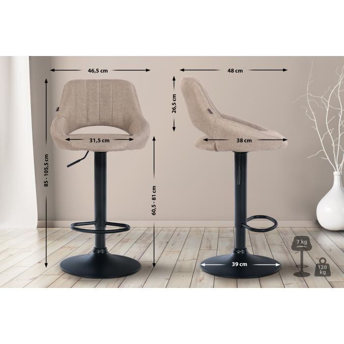 2er Set Barhocker HLO-CP279 Stoff B ~ taupe