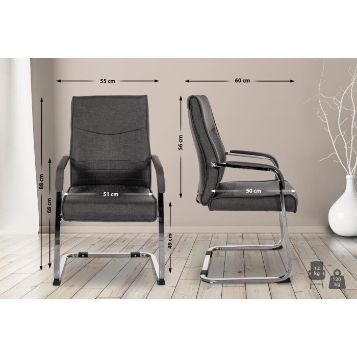 Besucherstuhl HLO-CP113 Stoff ~ schwarz