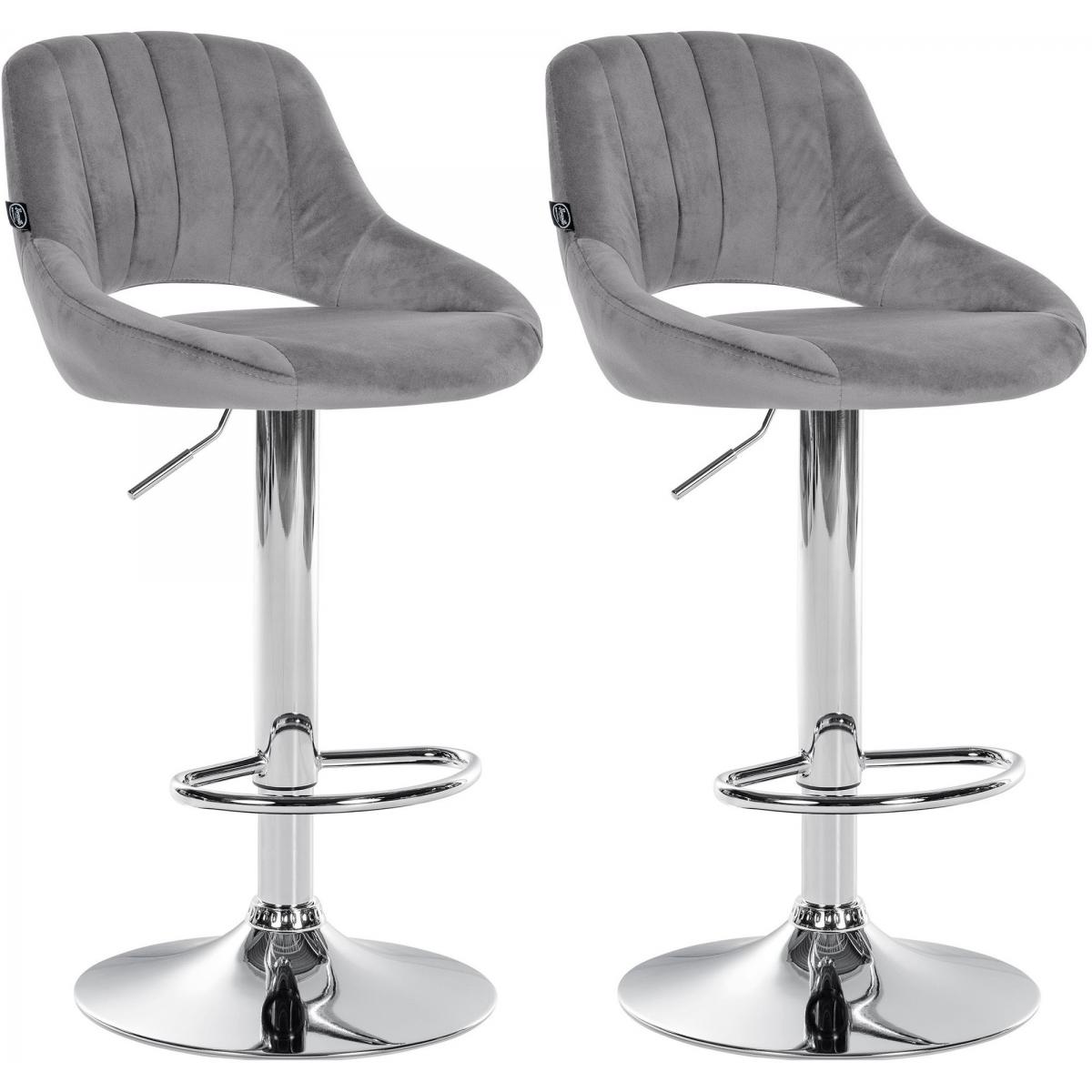 2er Set Barhocker HLO-CP278 Samt C ~ dunkelgrau