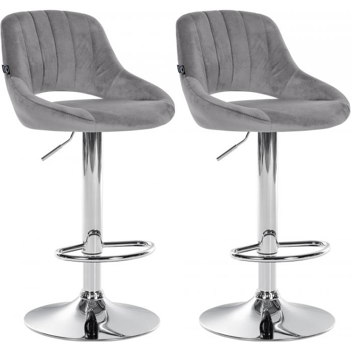 2er Set Barhocker HLO-CP278 Samt C ~ dunkelgrau