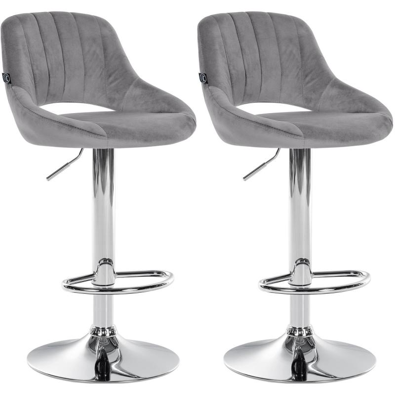 2er Set Barhocker HLO-CP278 Samt C ~ dunkelgrau