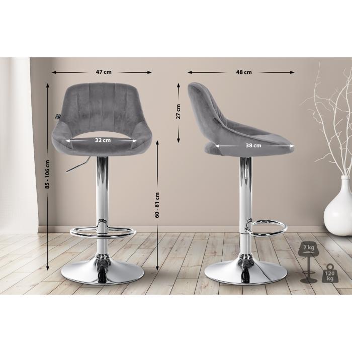 2er Set Barhocker HLO-CP278 Samt C ~ dunkelgrau
