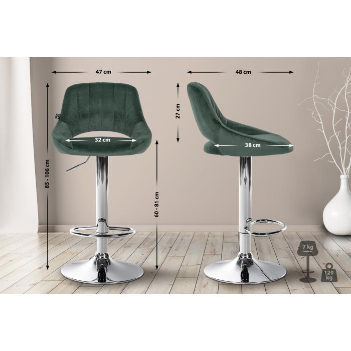 2er Set Barhocker HLO-CP278 Samt C ~ grn