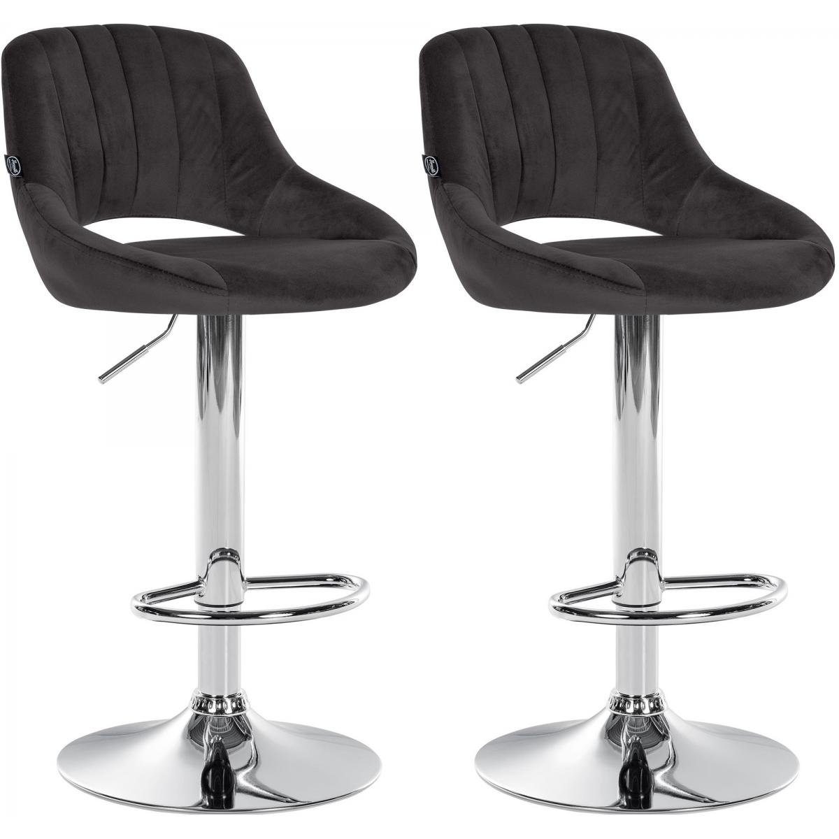 2er Set Barhocker HLO-CP278 Samt C ~ schwarz