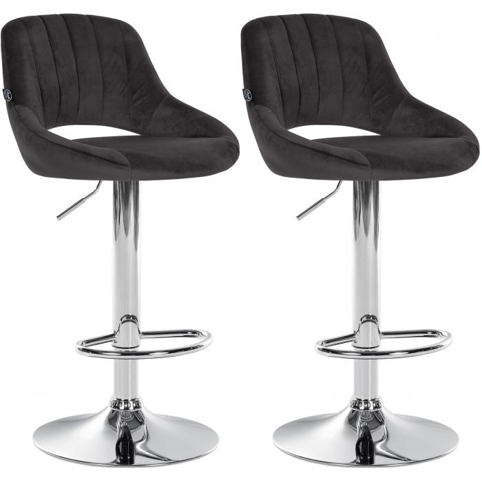 2er Set Barhocker HLO-CP278 Samt C ~ schwarz