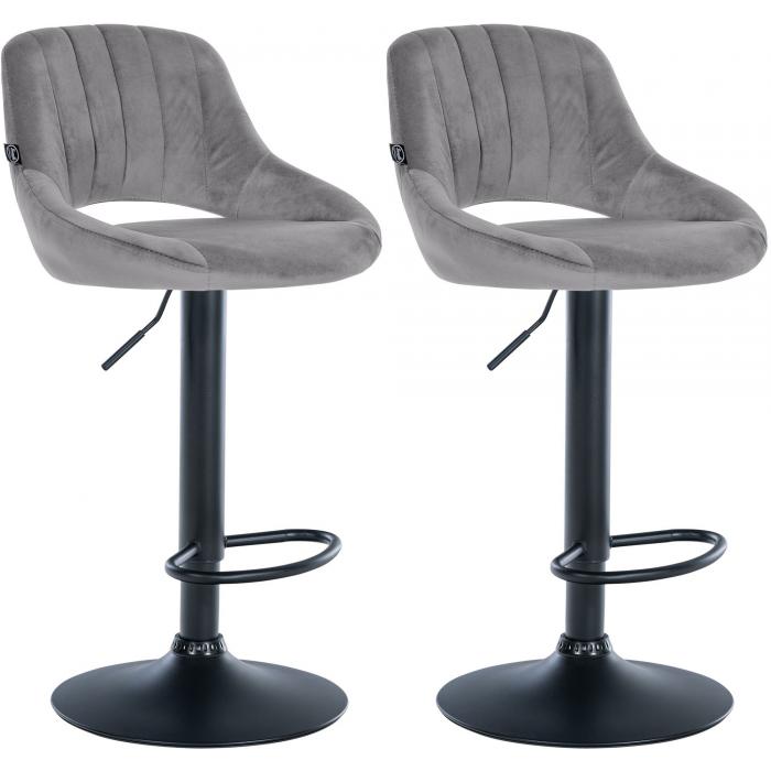 2er Set Barhocker HLO-CP278 Samt B ~ dunkelgrau