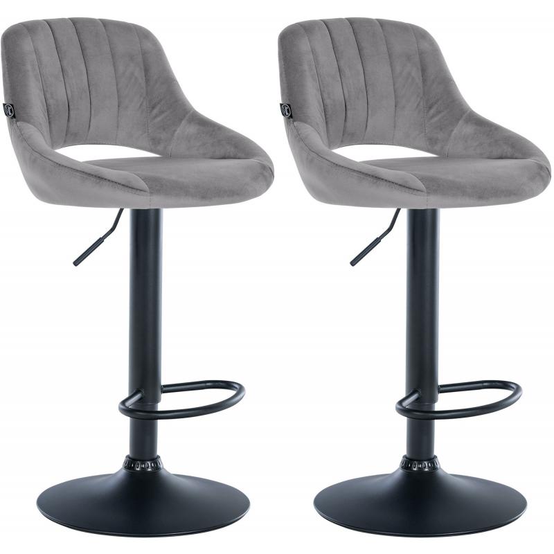 2er Set Barhocker HLO-CP278 Samt B ~ dunkelgrau