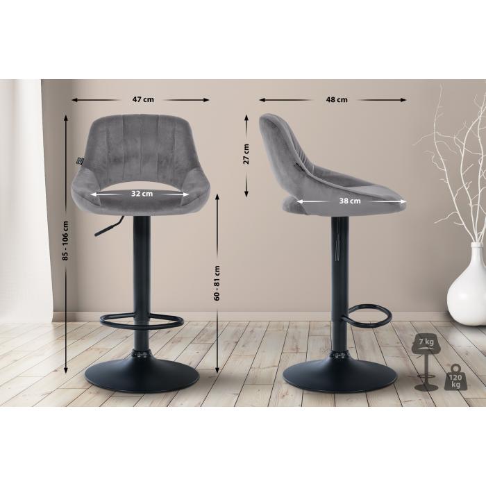 2er Set Barhocker HLO-CP278 Samt B ~ dunkelgrau