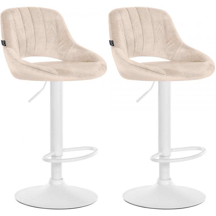 2er Set Barhocker HLO-CP278 Samt W ~ creme