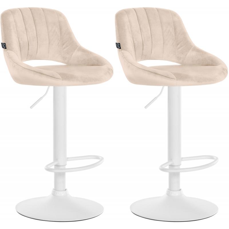 2er Set Barhocker HLO-CP278 Samt W ~ creme